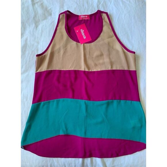 Shasa Women's Sleeveless Colorblock Top Size S Multicolor - Picture 5 of 13
